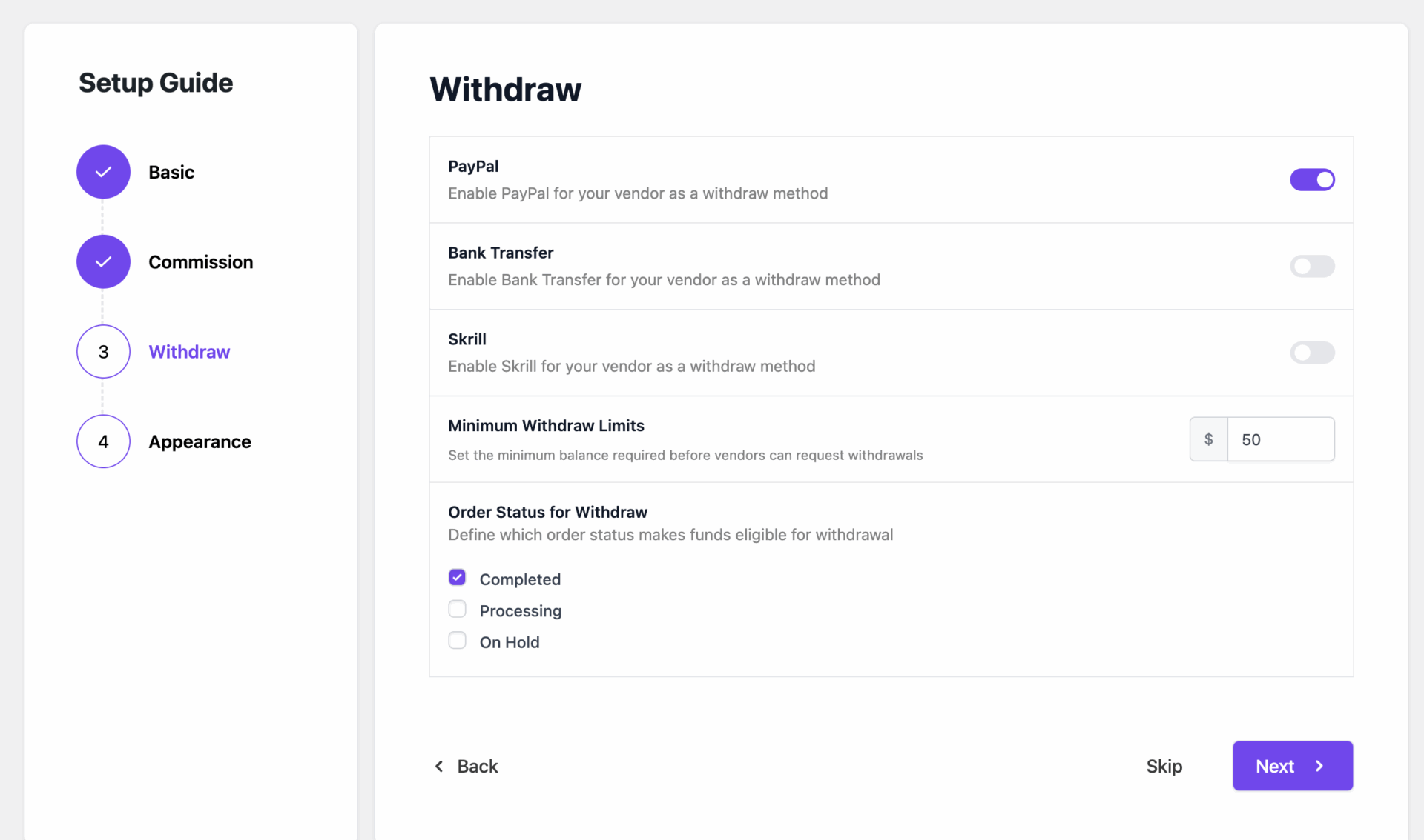 Admin Multi-Step Setup Wizard 4 step 3