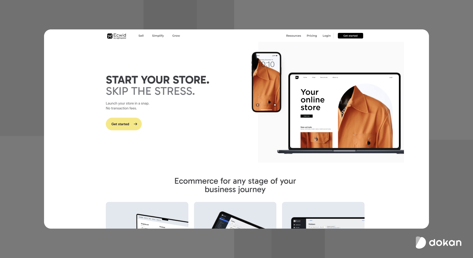 This is a screenshot of Ecwid