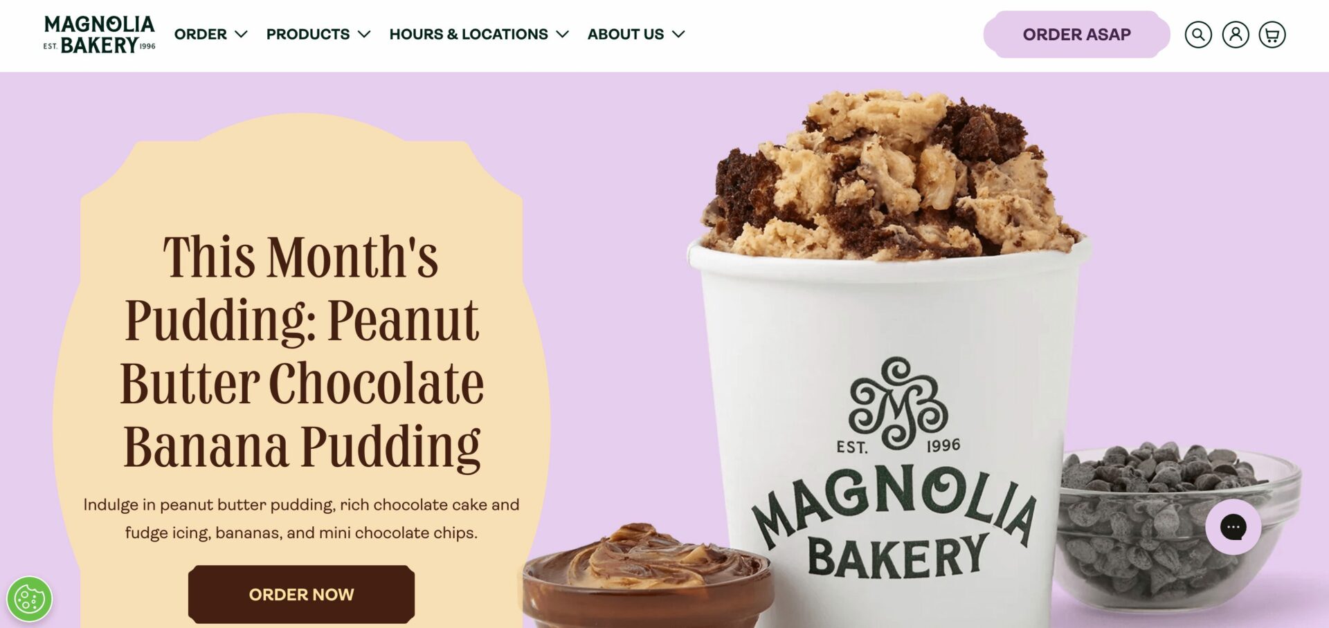 Screenshot of the Magnolia Bakery homepage