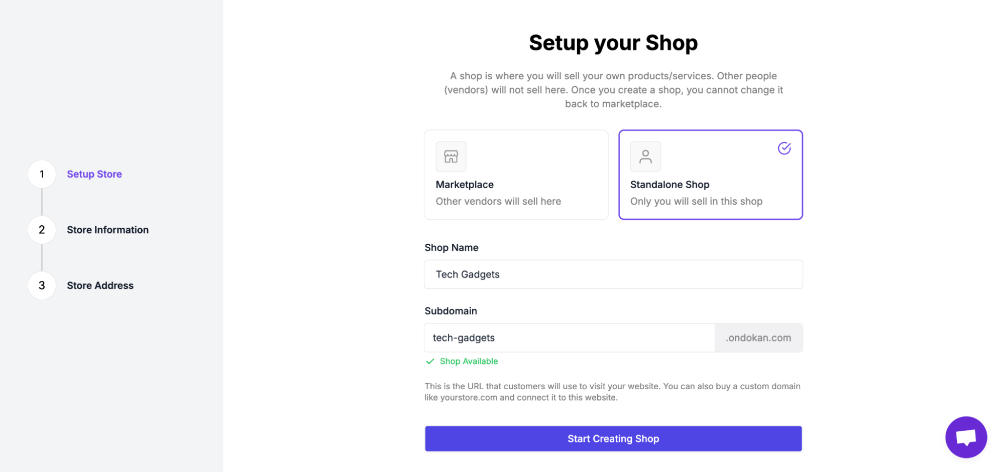 How to Start an Online Clothing Store in 2025 6 This image shows how to choose the Standalone Shop option.
