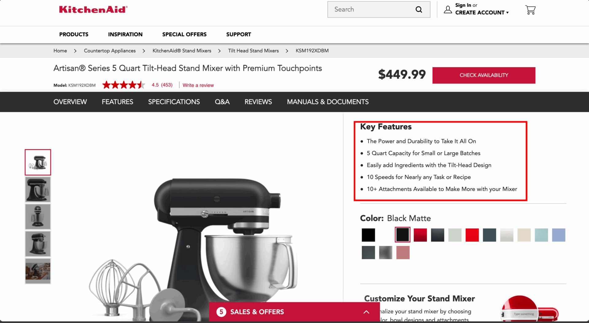 This is a screenshot of kitchen aid