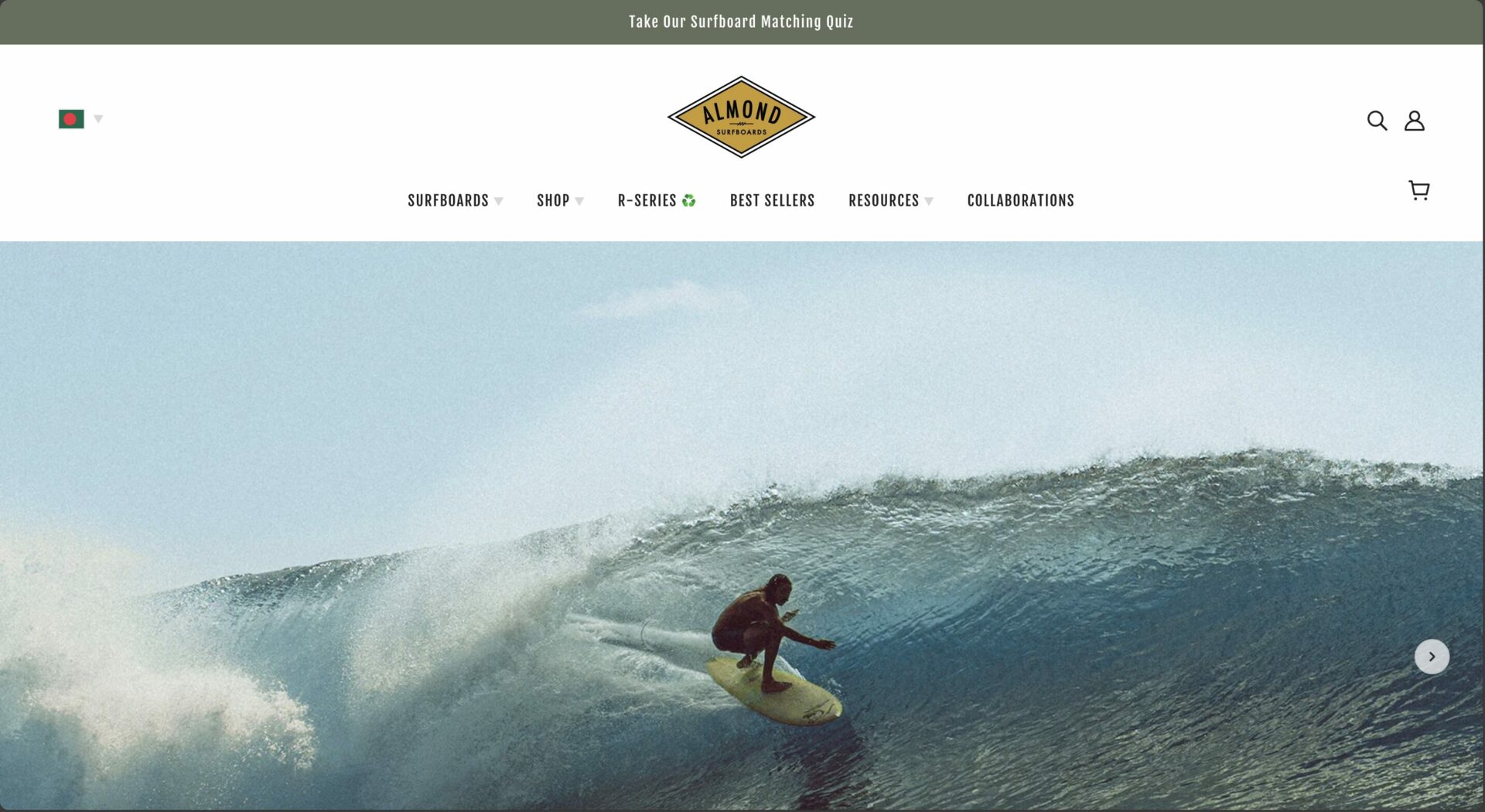 This is a screenshot of almonf surfboards