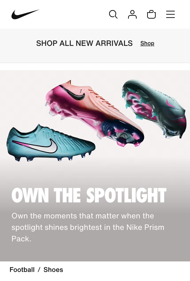 This is a screenshot of nike mobile view
