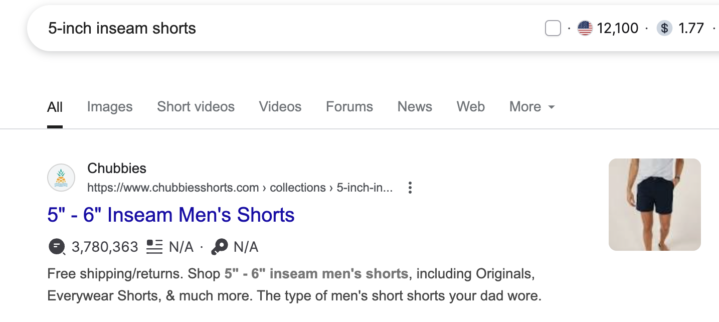 This is a screenshot of chubbies