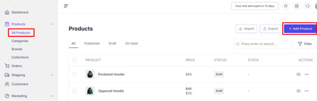 Add new products in Dokan Cloud Shop