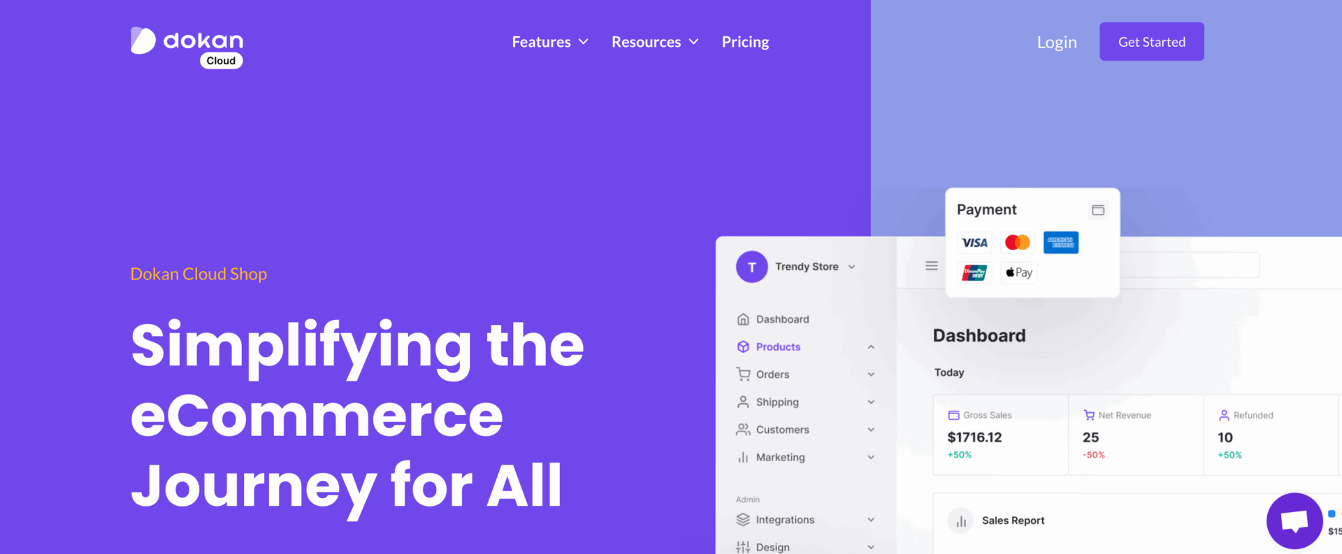 Dokan cloud homepage