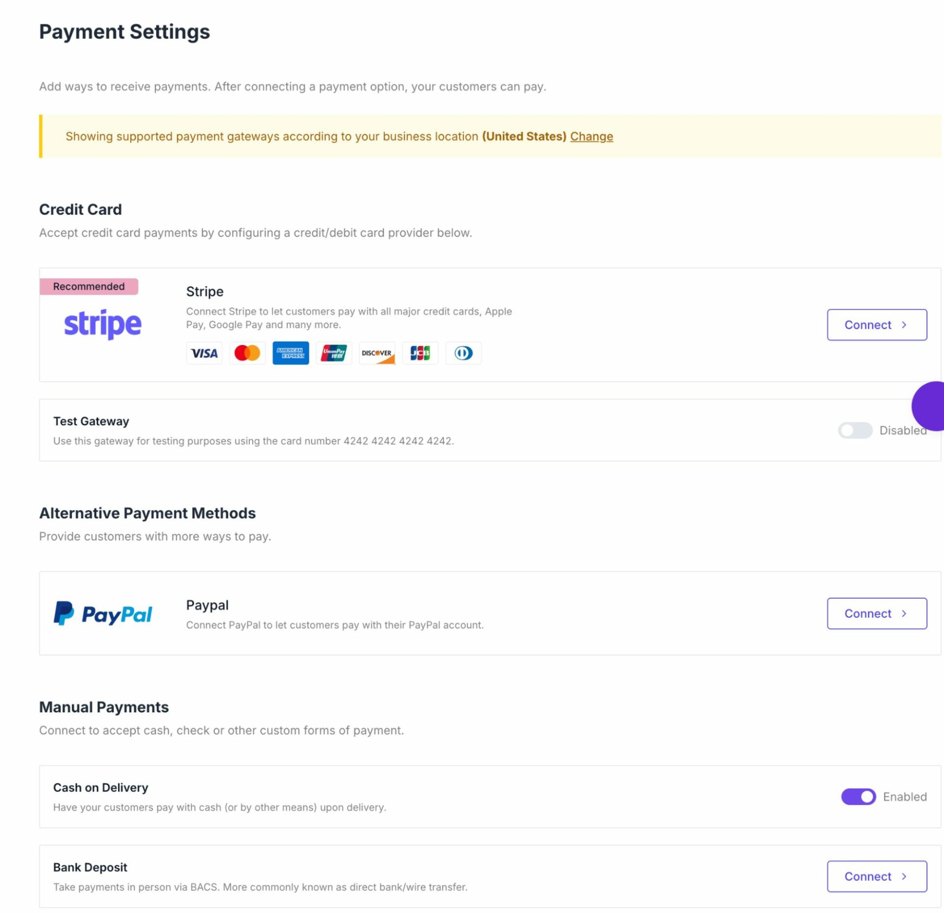 Available payment options in dokan cloud shop