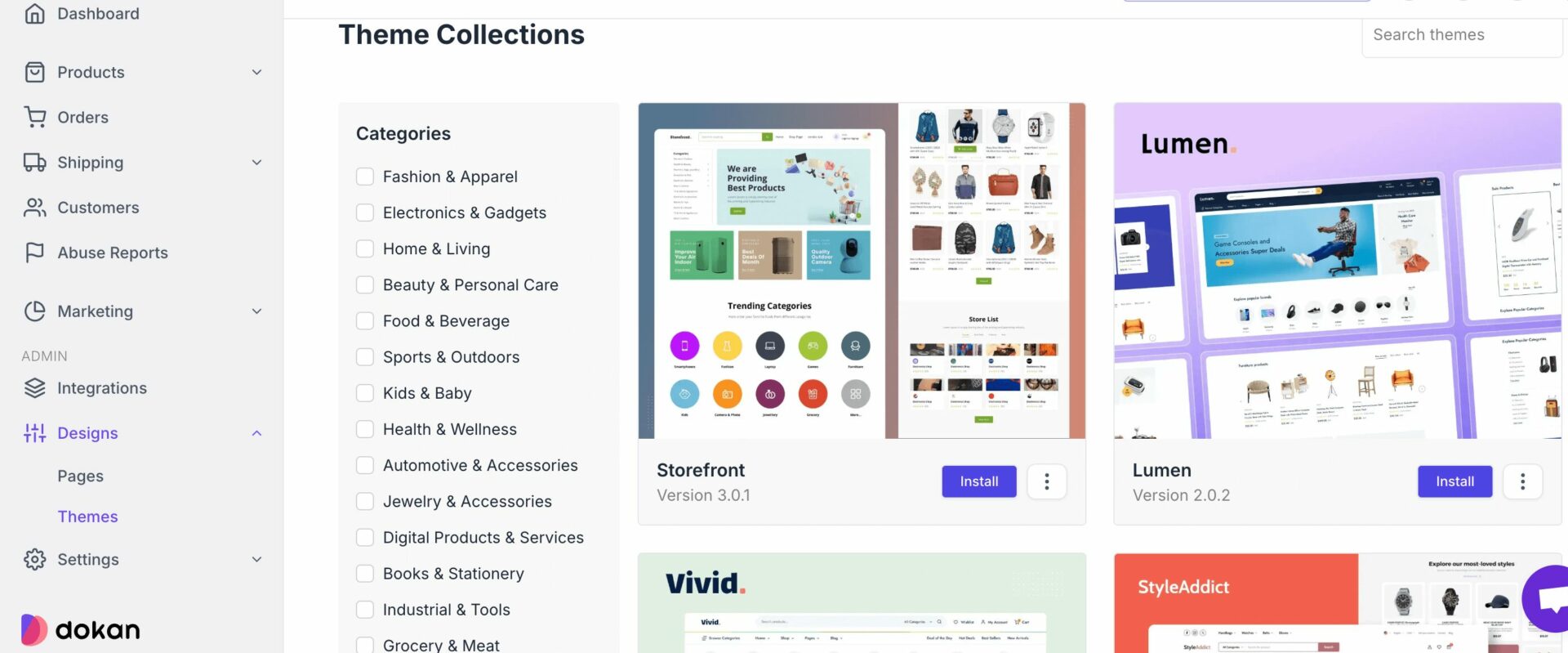 Dokan cloud theme collection