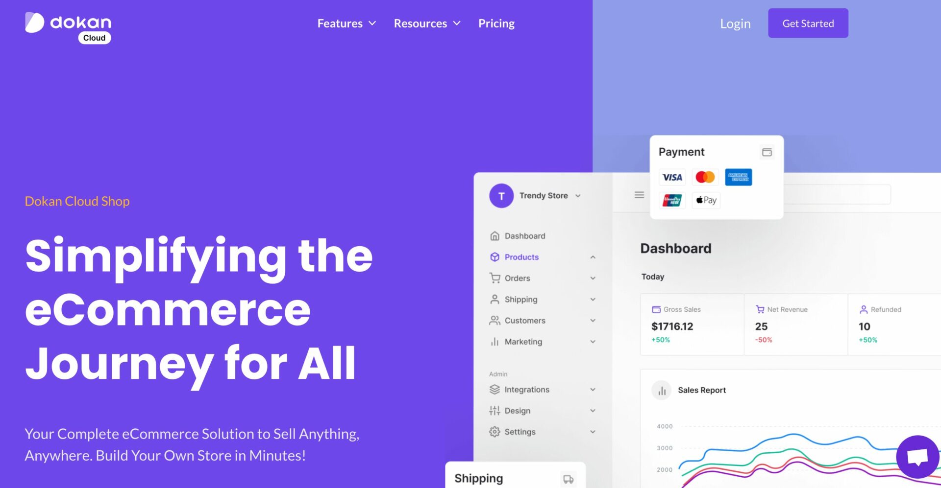 This ia an illustration of dokan cloud homepage