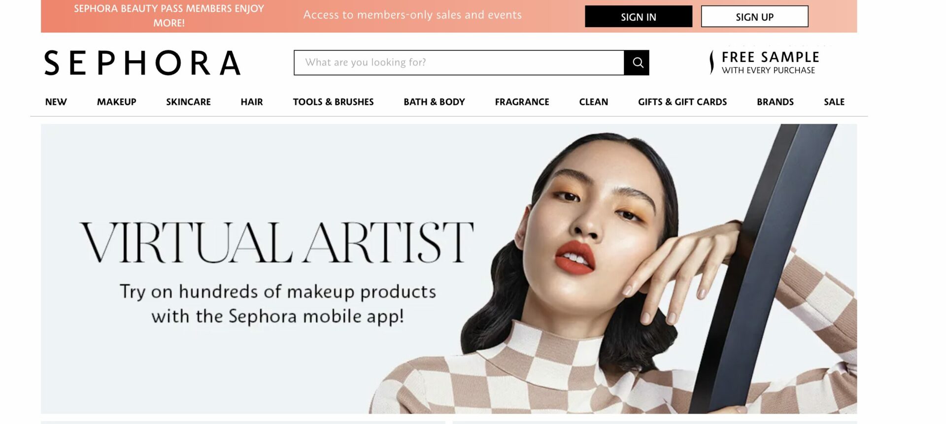 This is a screenshot of sephora virtual artists