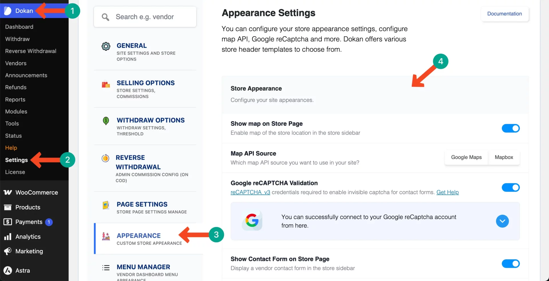 Configure Dokan appearence settings