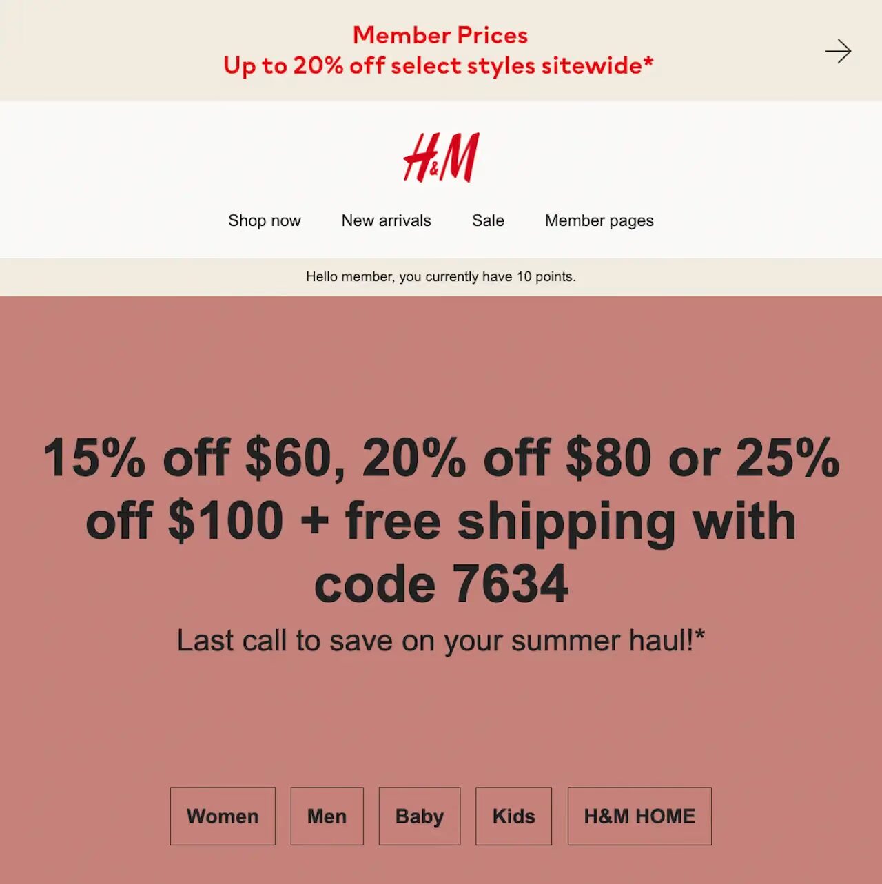 H&Ms tiered Discount