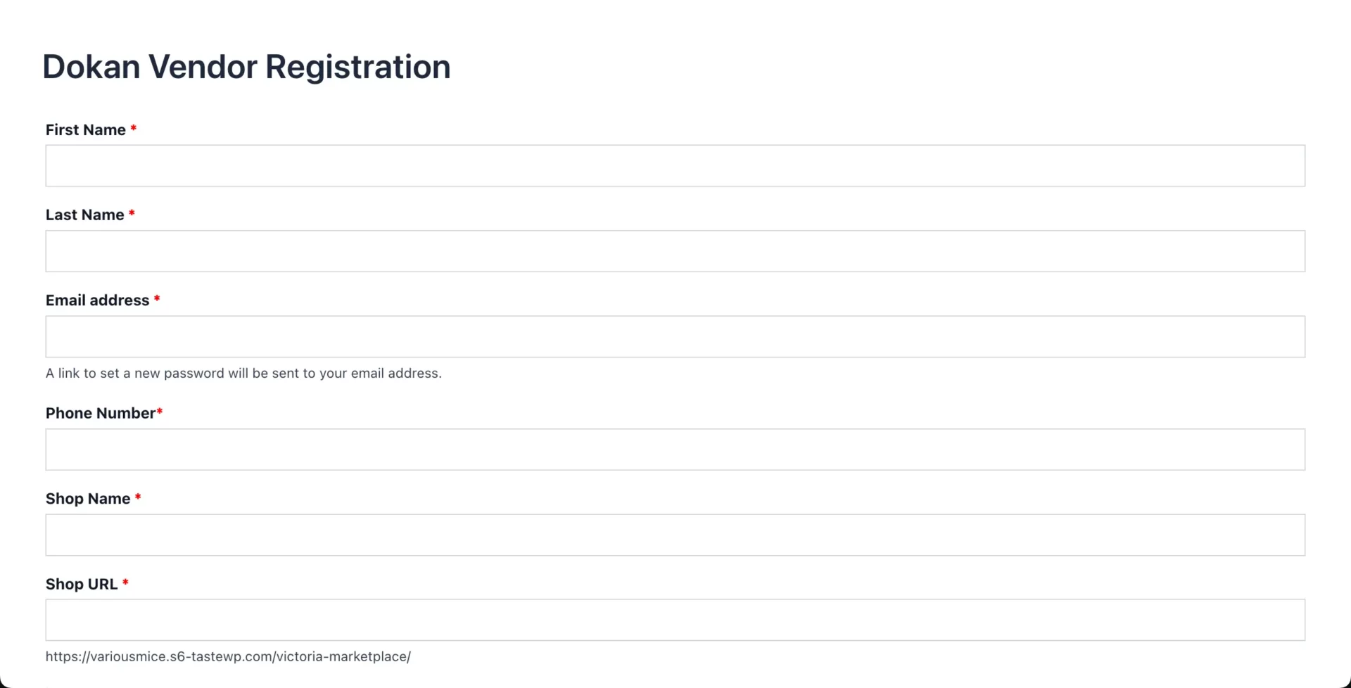 Vendor registration page is created