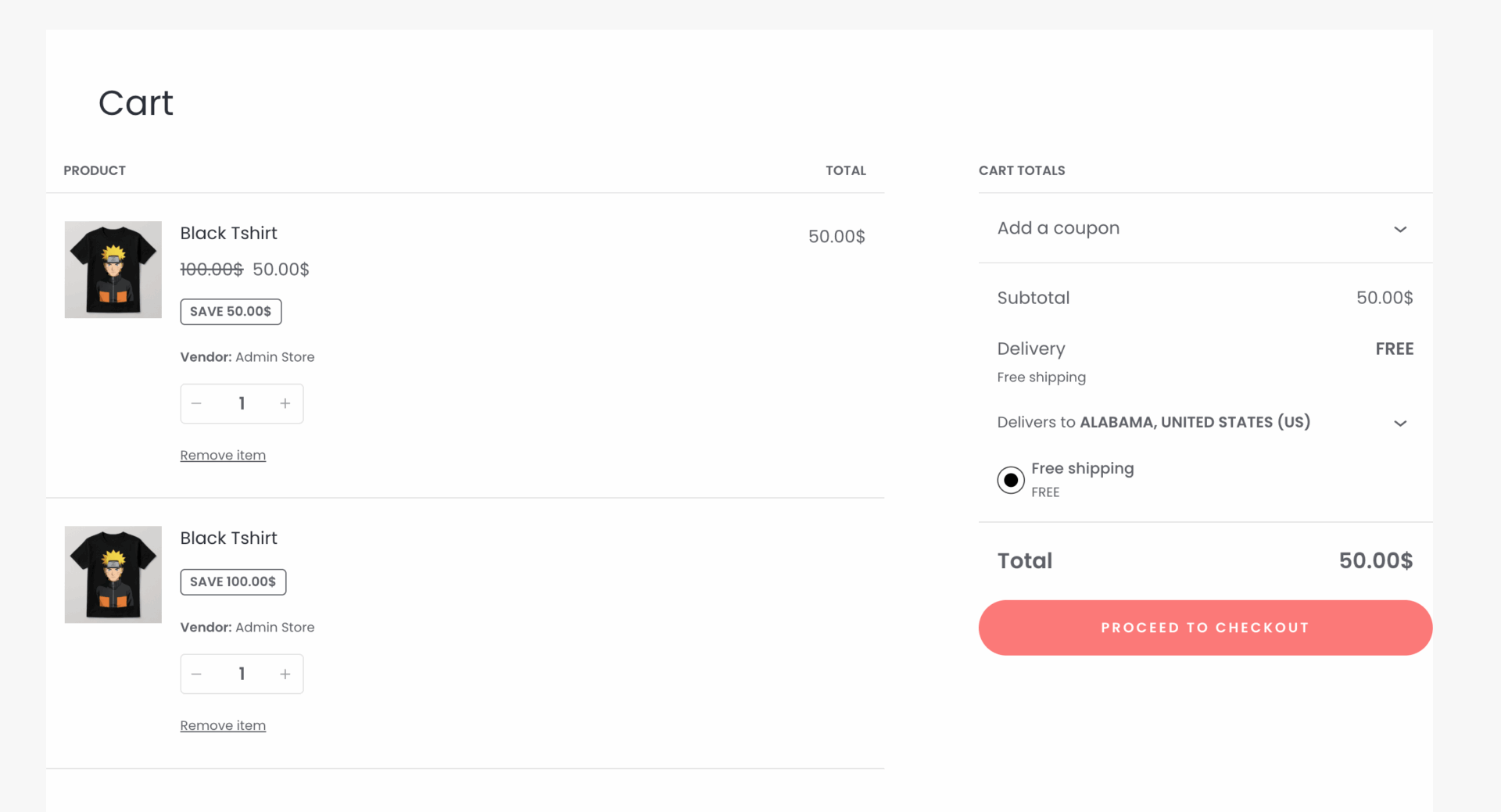 This is a scfreenshot of cart page