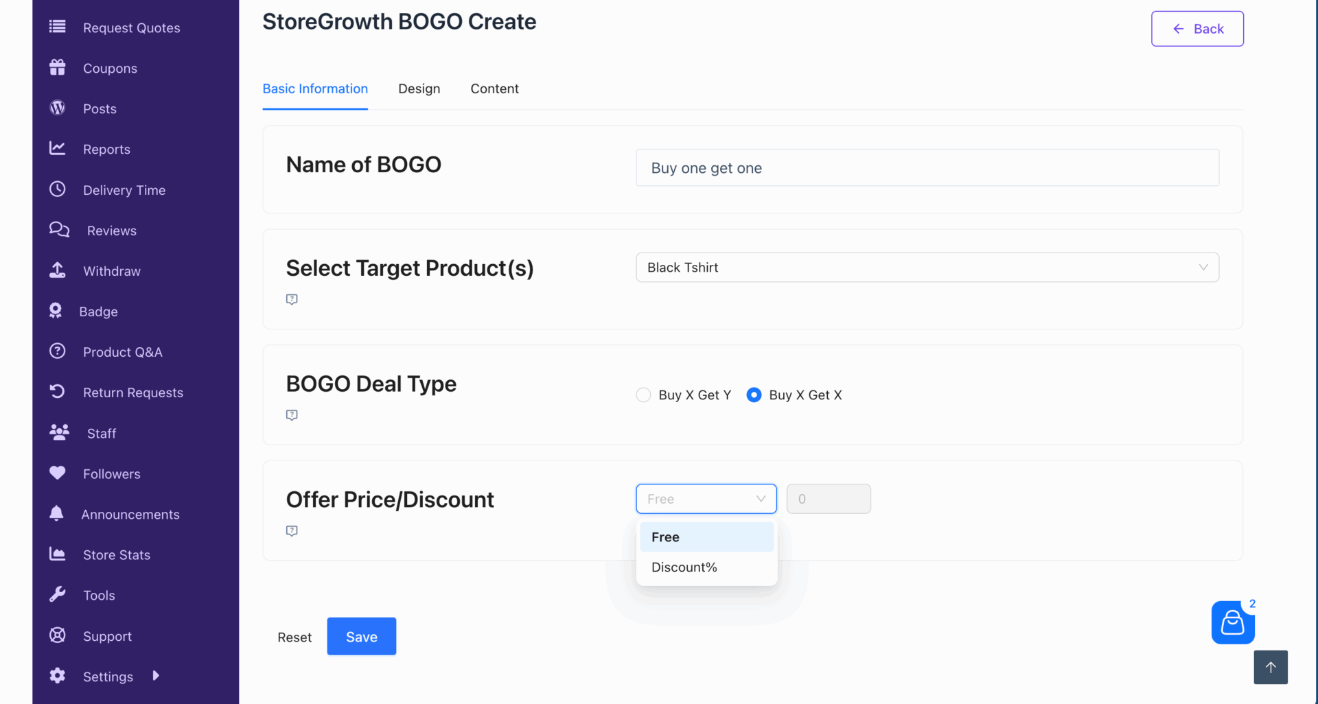 This is a screenshot of creating buy x get x offer