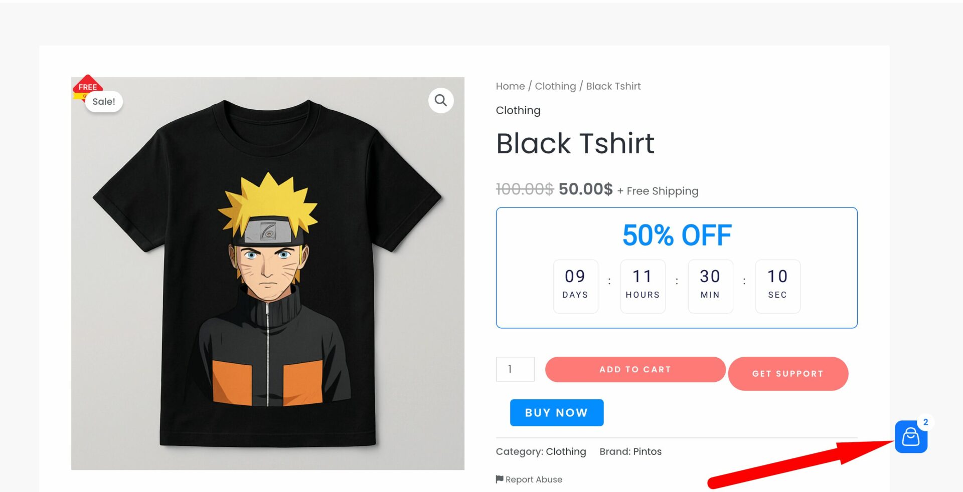 This is a screenshot of flycart button