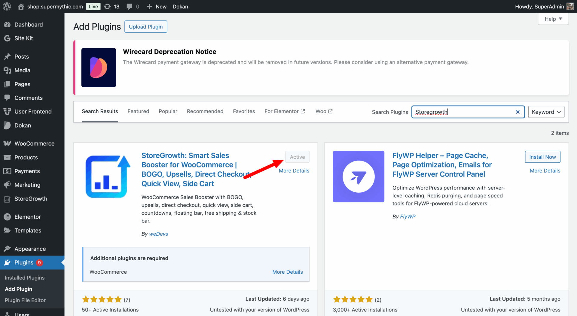 This is a screenshot of intsalling Storegrowth