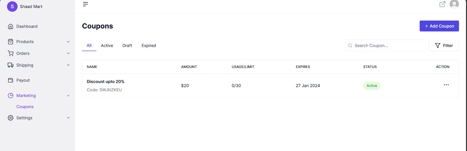 Dokan Cloud coupon management
