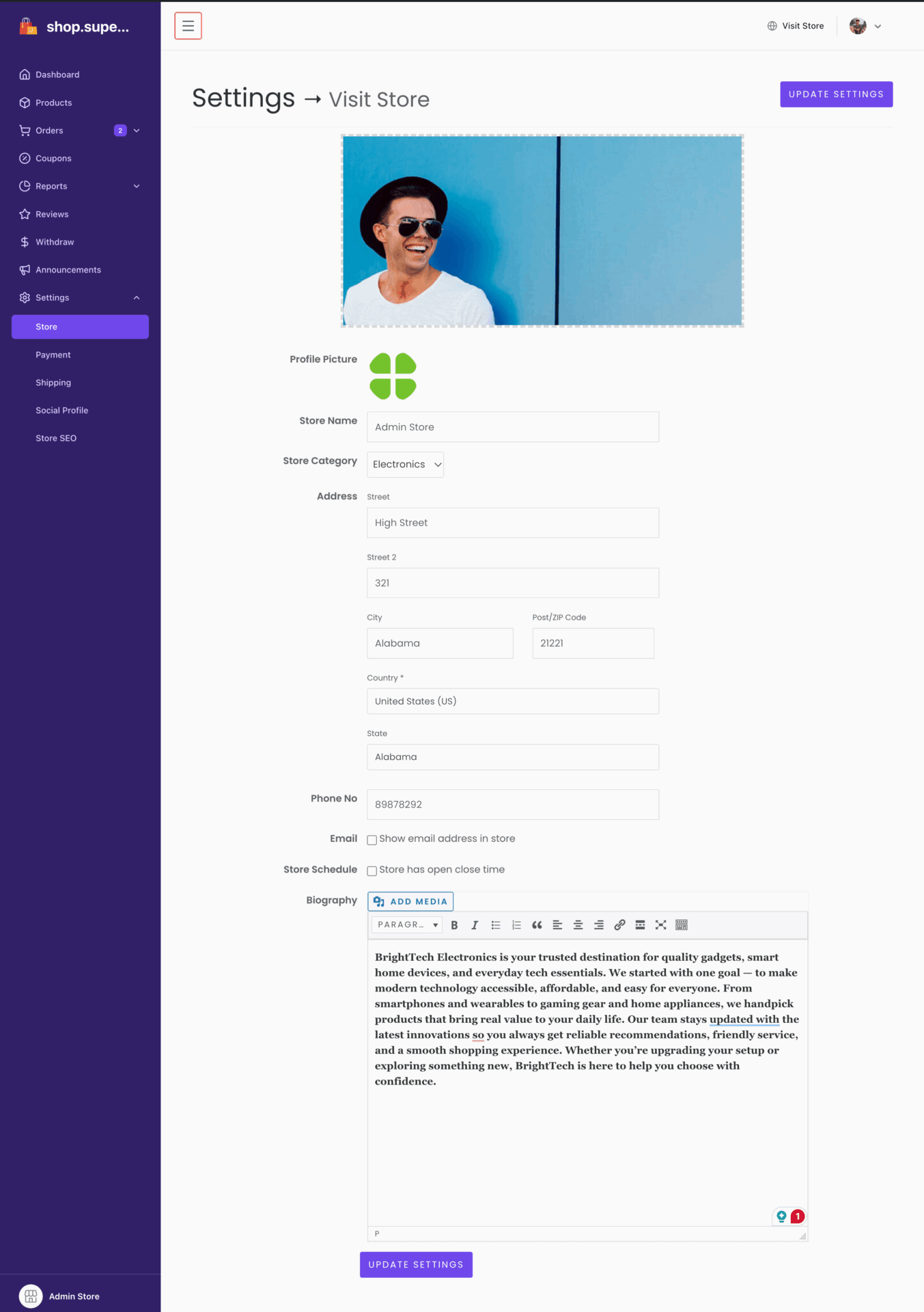 This is a screenshot of store page