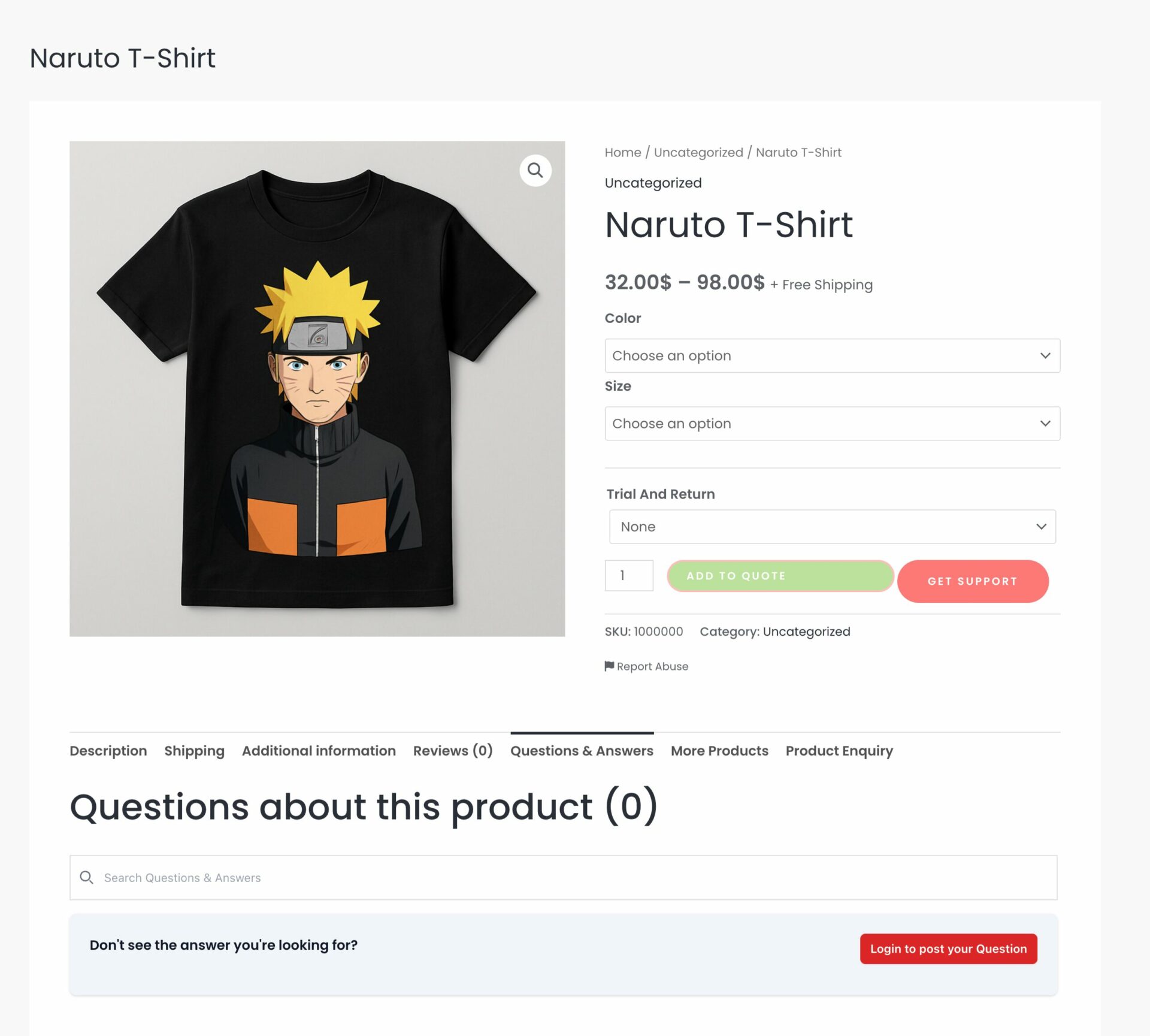 This is a screenshot of product Q a