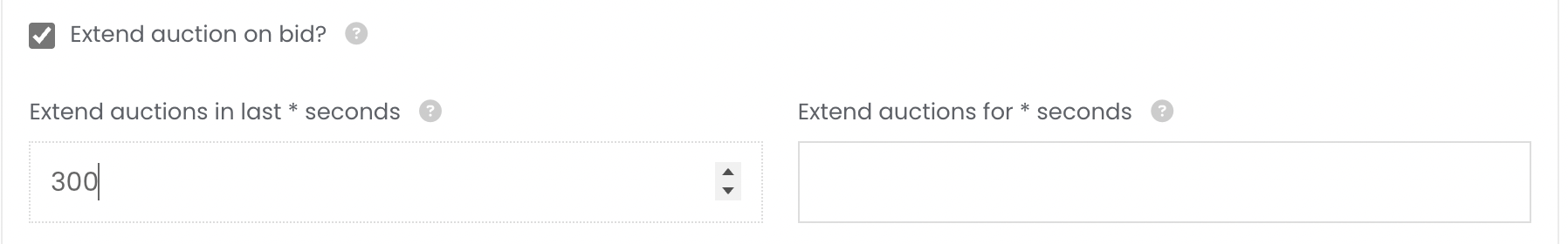 Set “Extend Auctions in Last * Seconds”