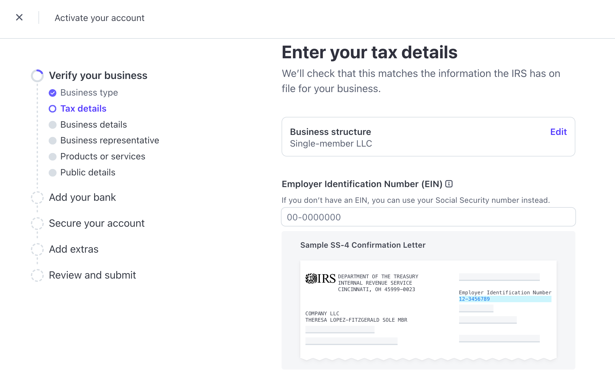 Provide the tax details