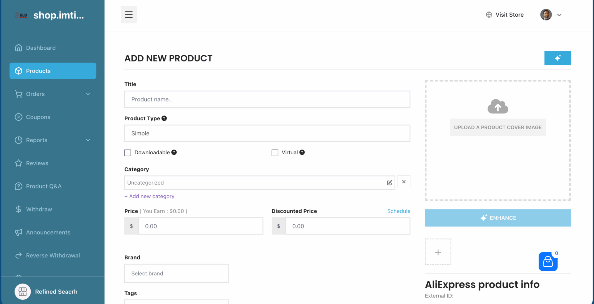 This is a screenshot of addig products from vendor dashboard
