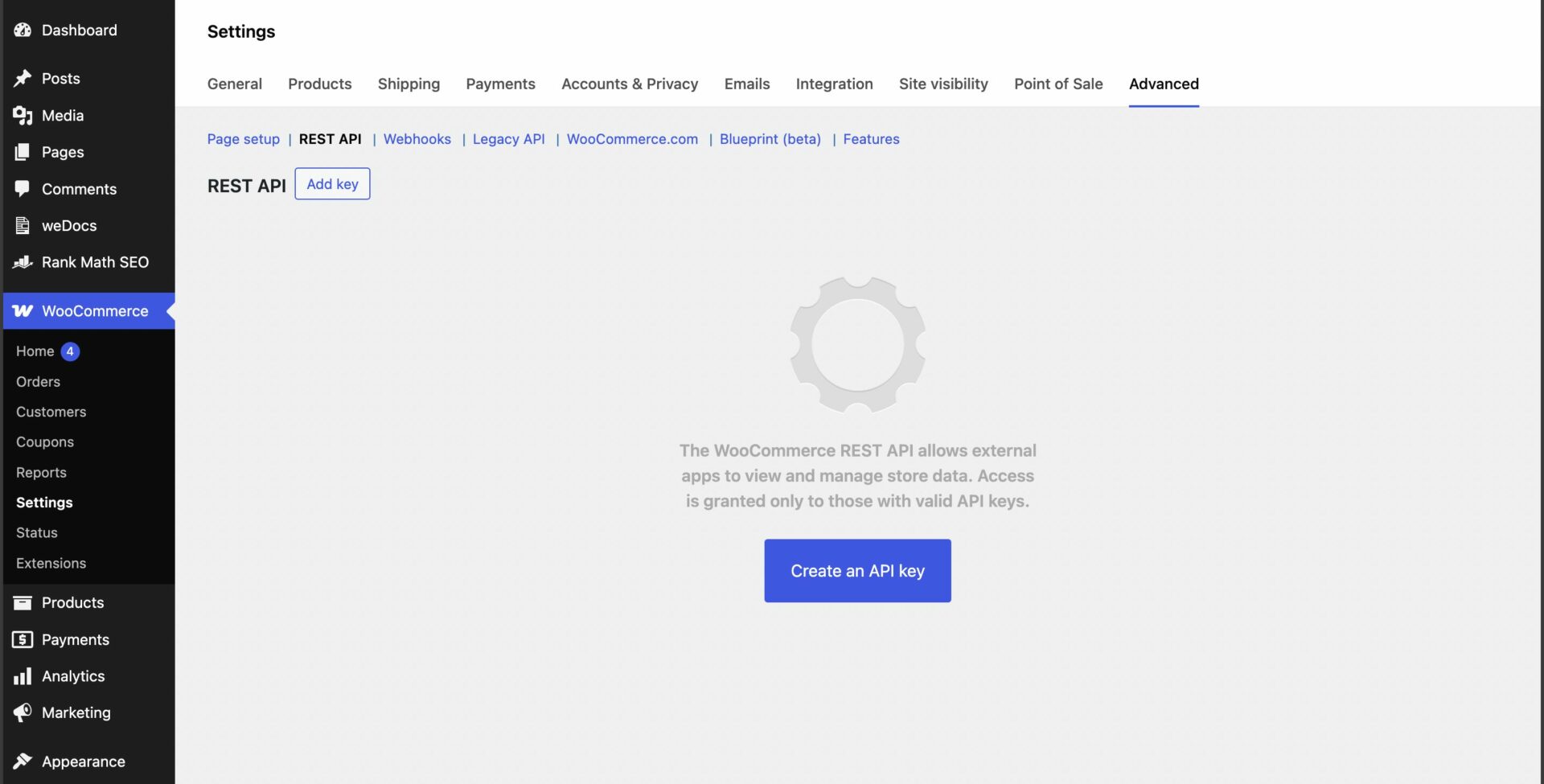 This is a screenshot of woocommerce rest api