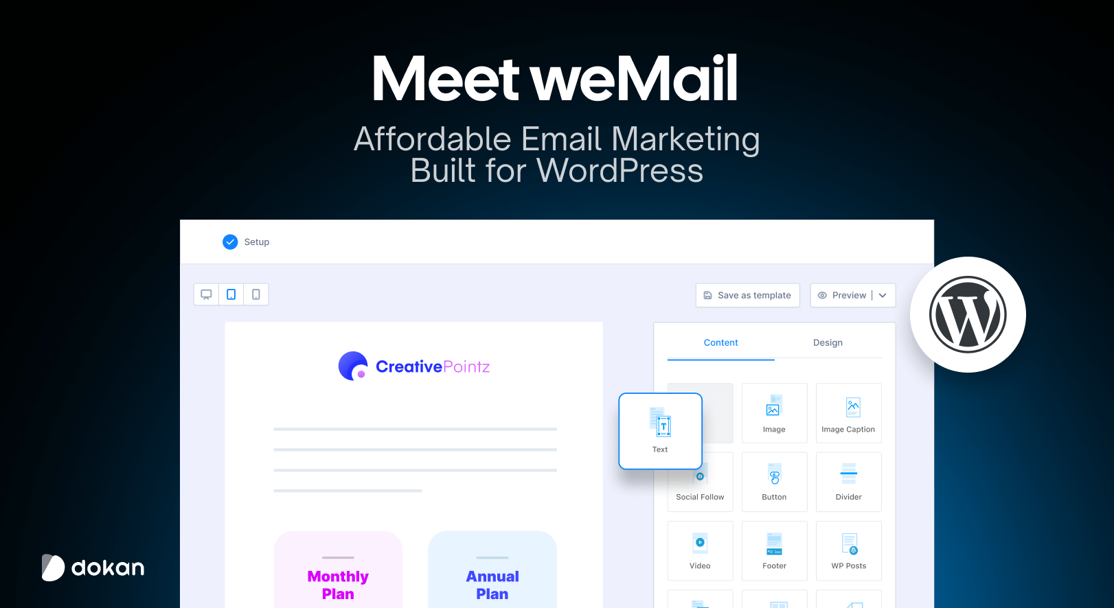 Illustration of weMail drag-and-drop interface