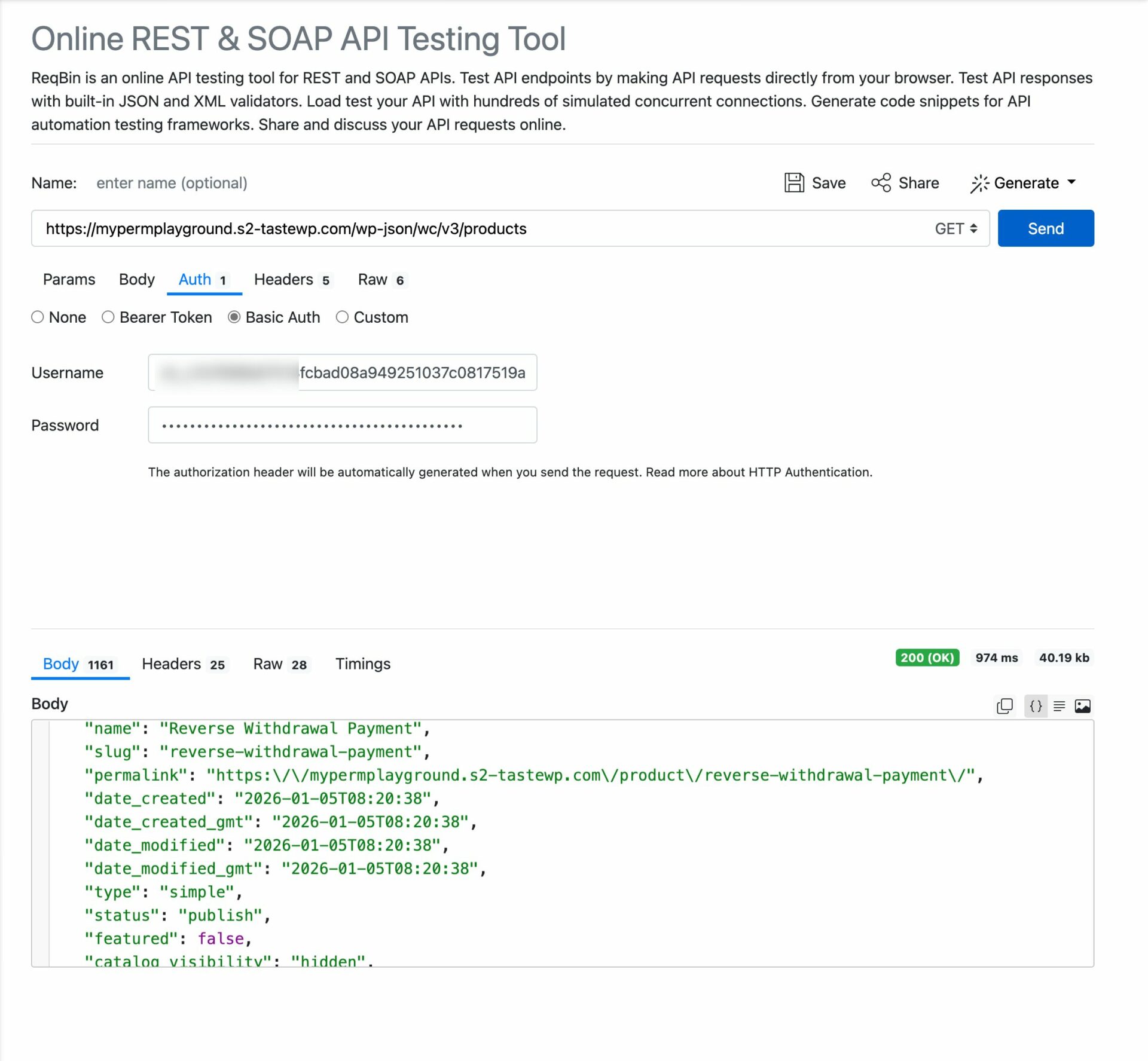 This is a screenshot of fetching data from WooCommerce