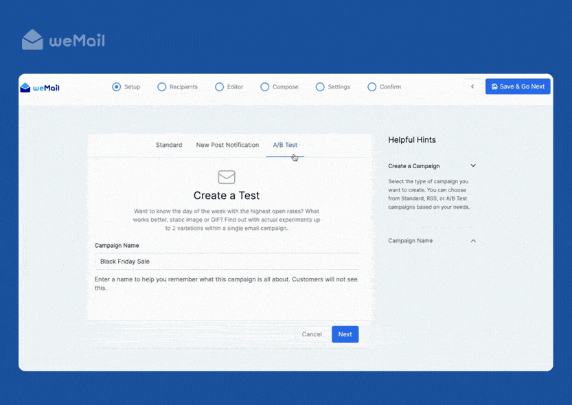 Illustration of weMail A/B testing