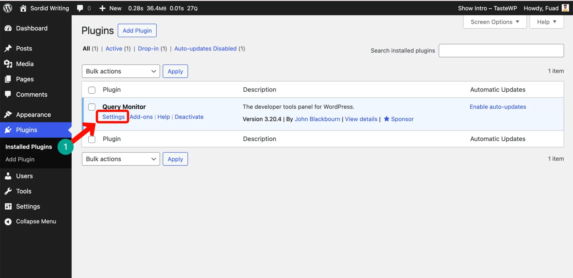 Go to the Settings of Query Monitor