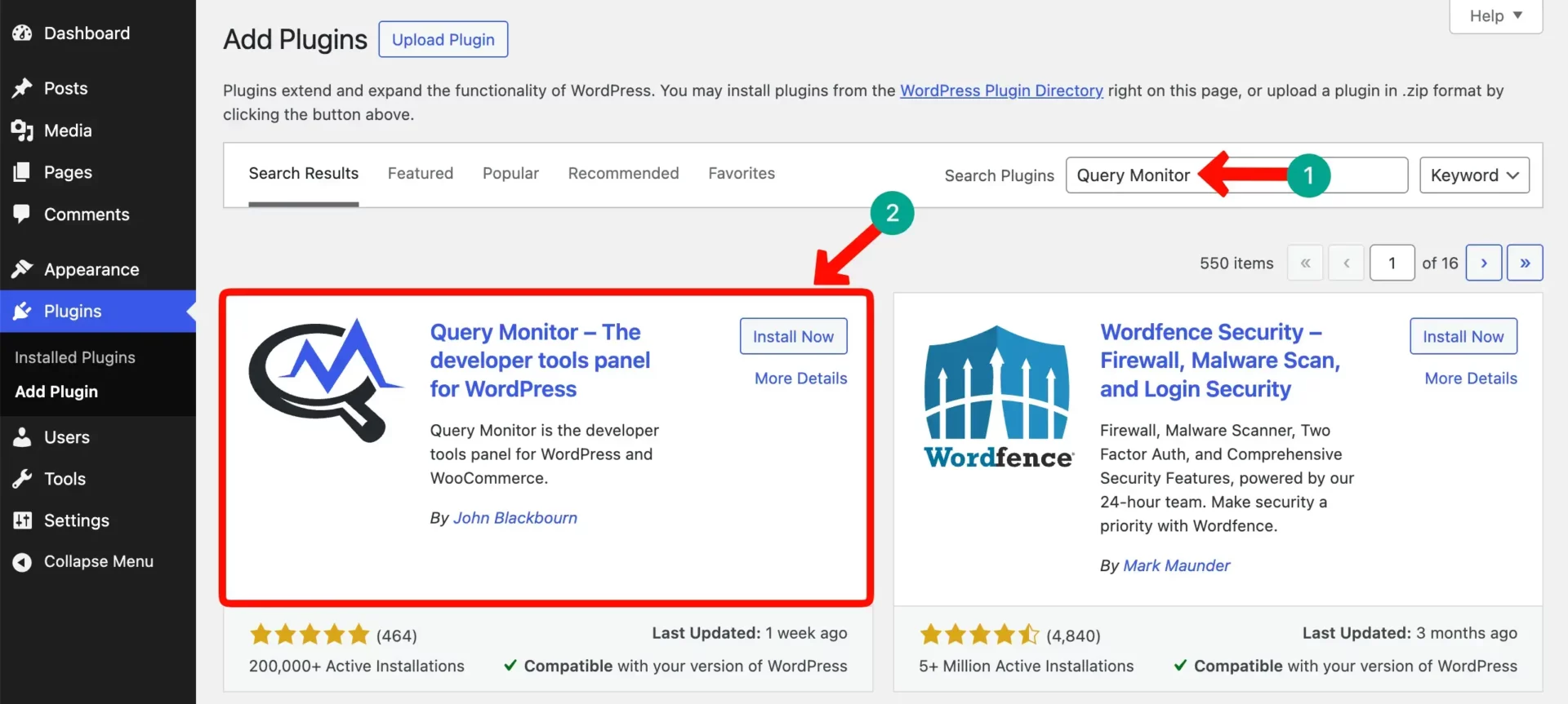 Install the Query Monitor plugin
