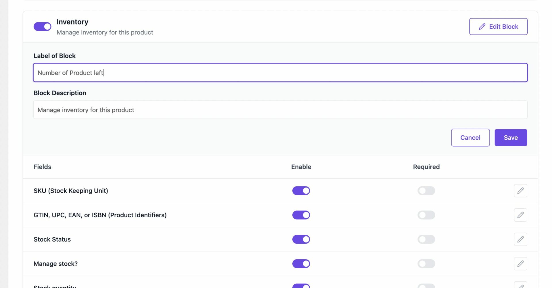 Change the Product Field name