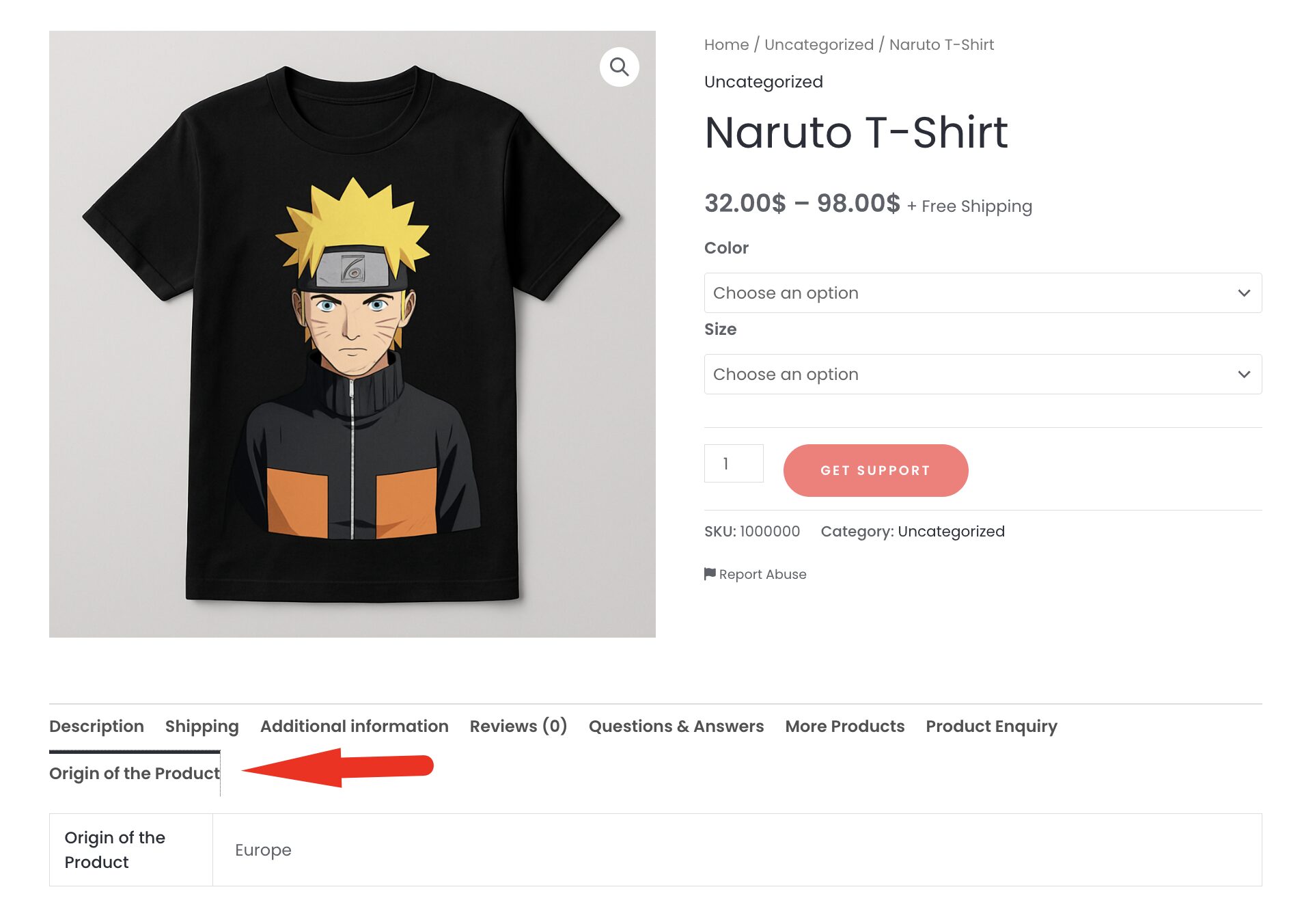 Product Page New field added