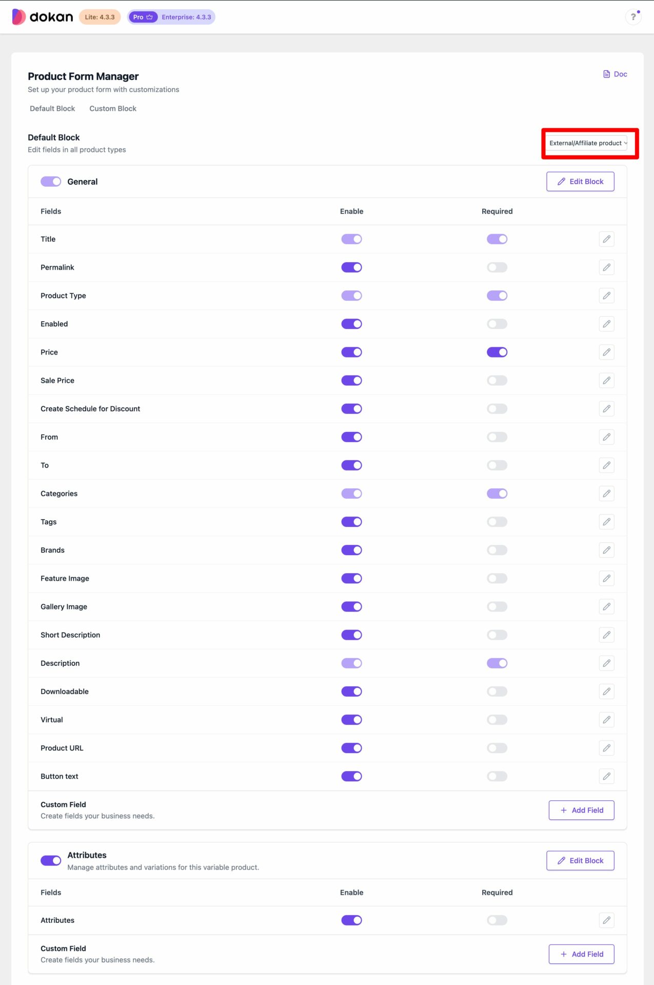 Affiliate product Form
