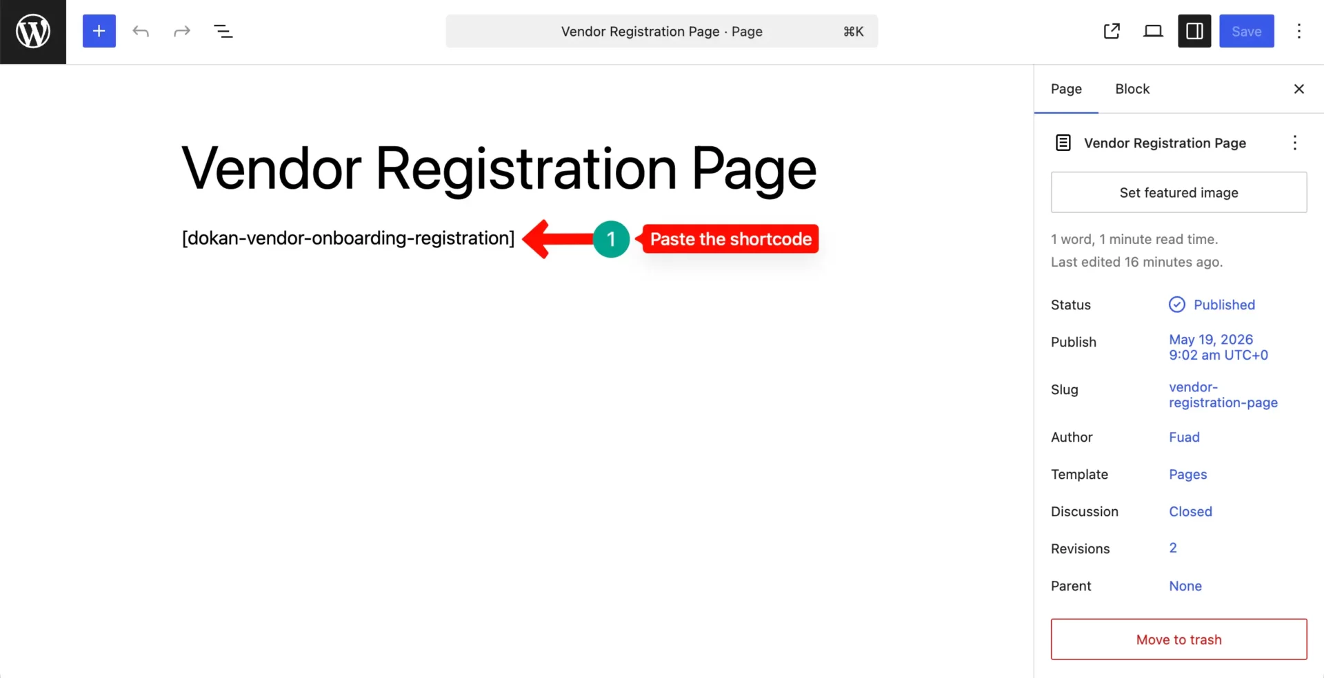 Create the Vendor Registration Page