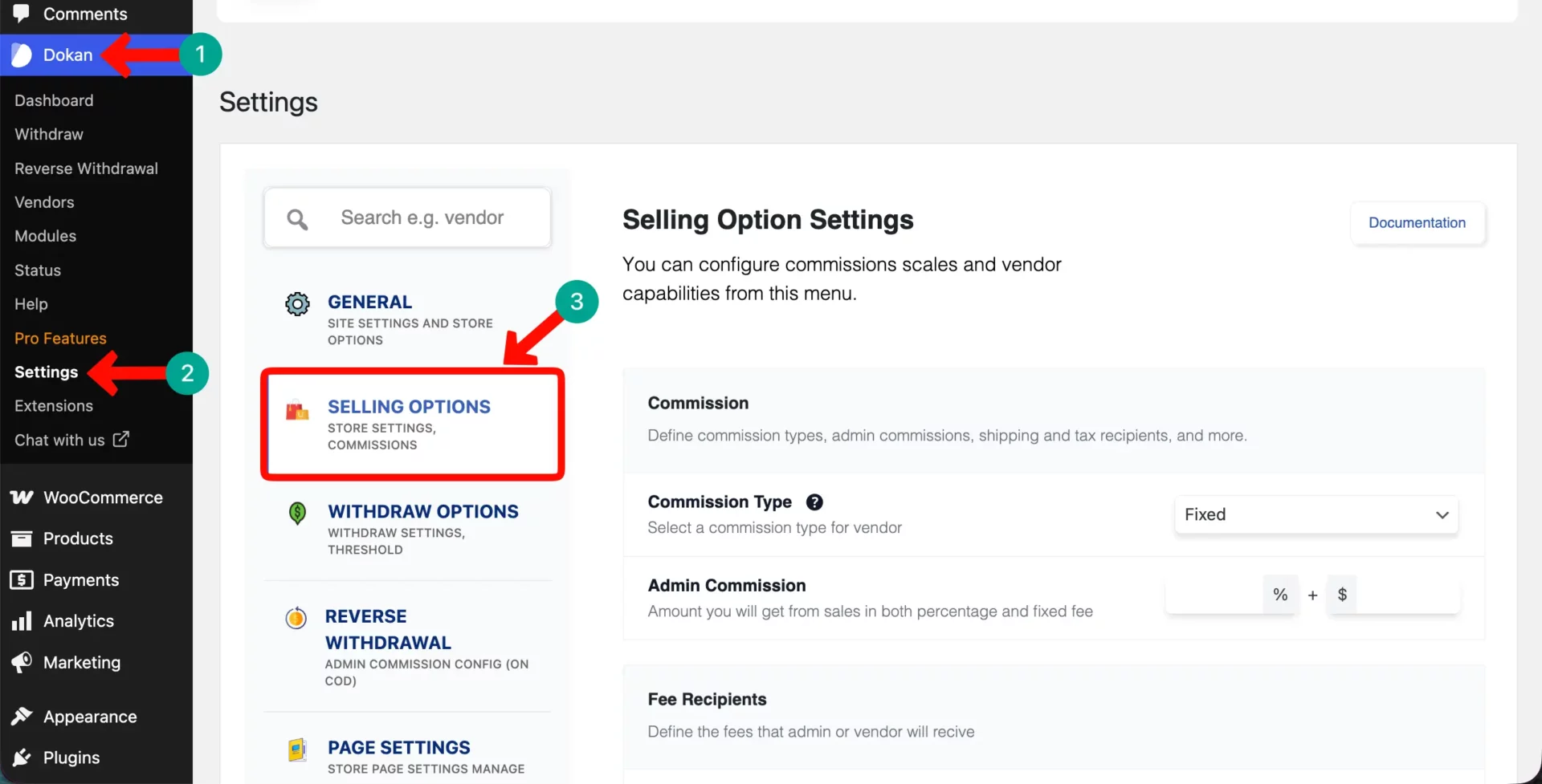 Dokan Selling Options