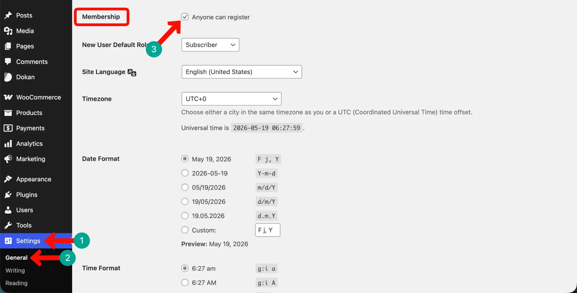 Enable anyone can register on the WordPress site