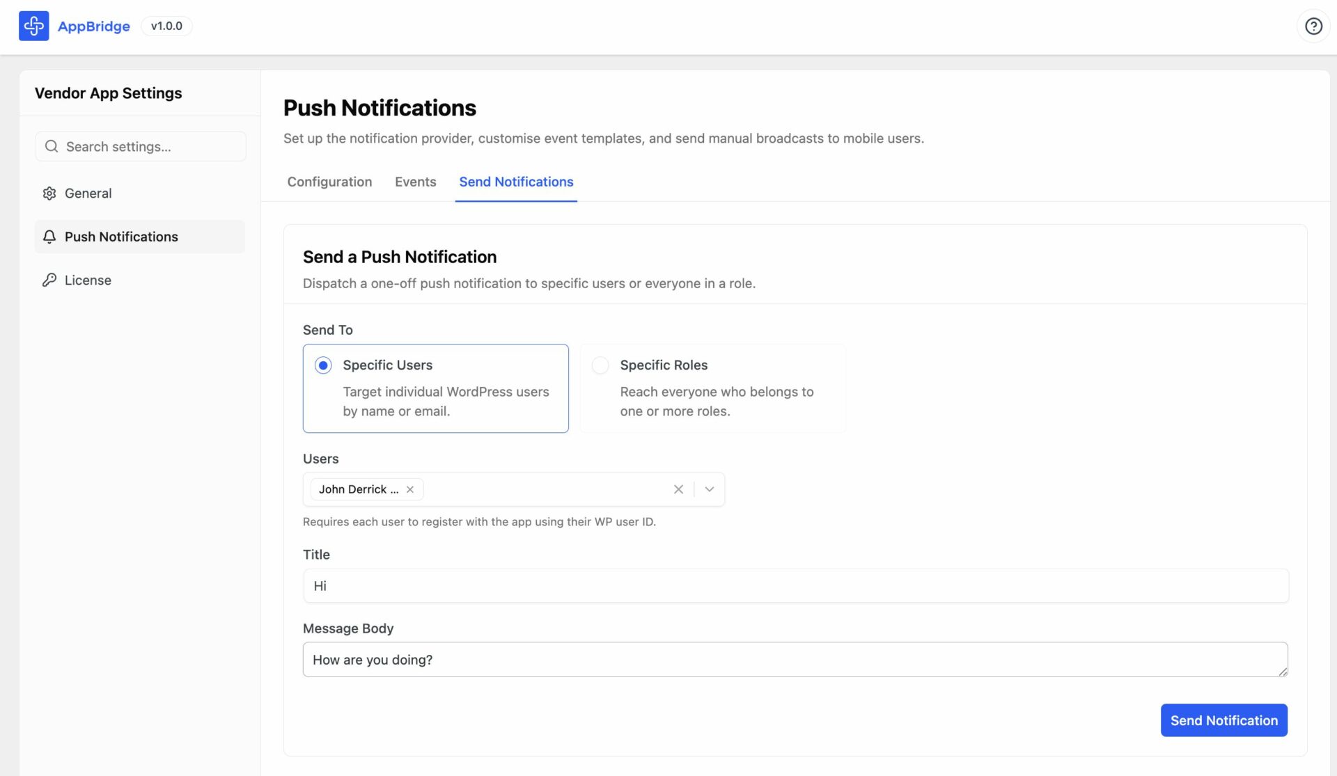 Specific User role