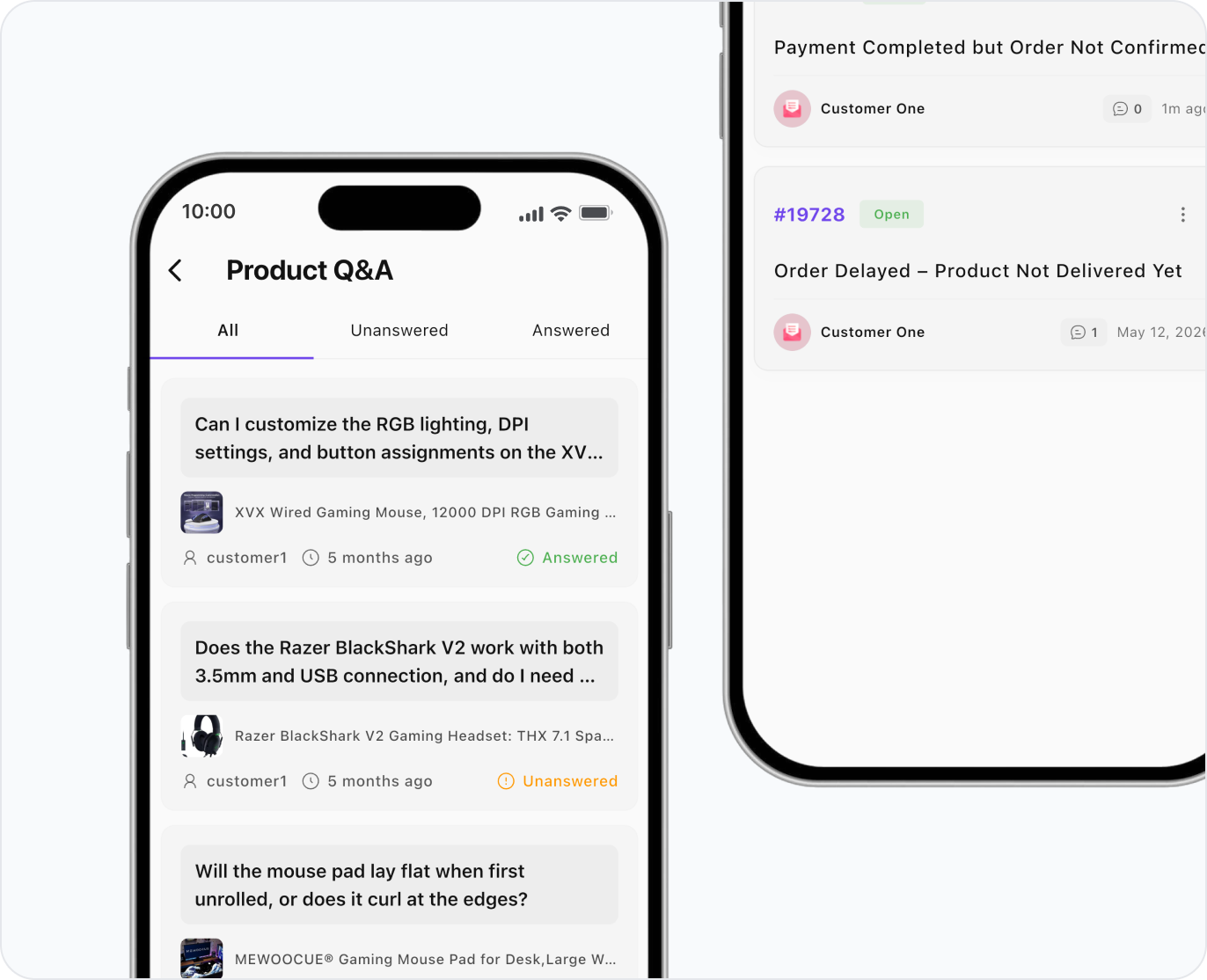 Product Q&A screen