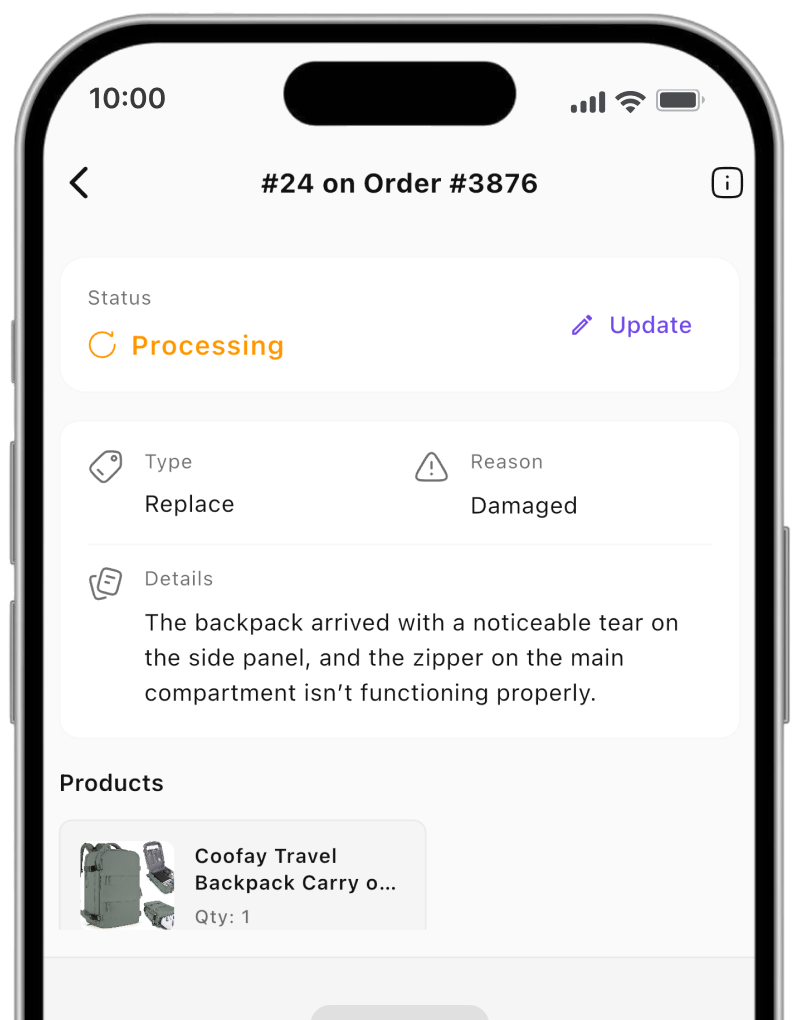 Return request screen
