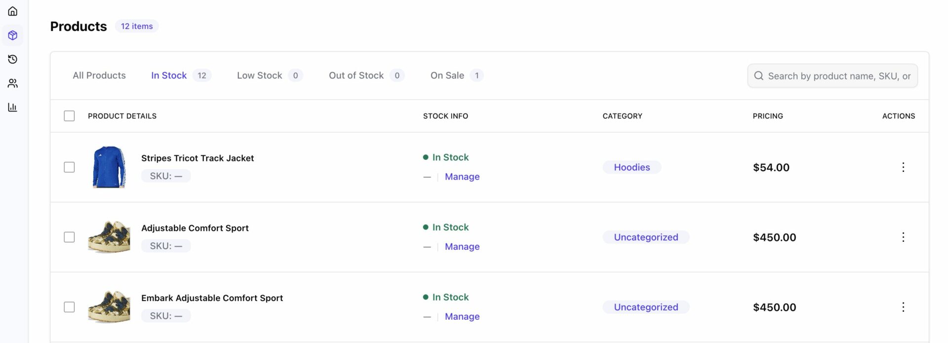 This is a screenshot of wePos product management