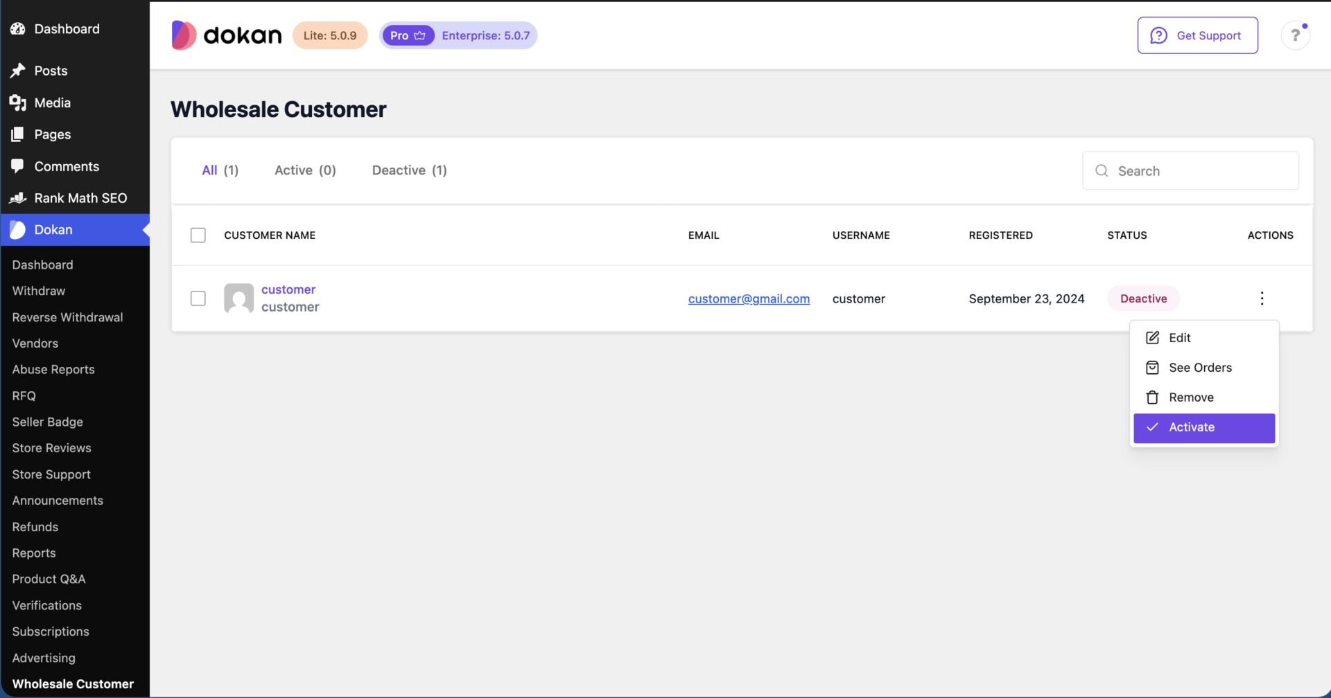 Activate Customer