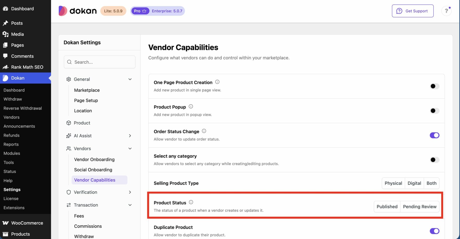Product Status