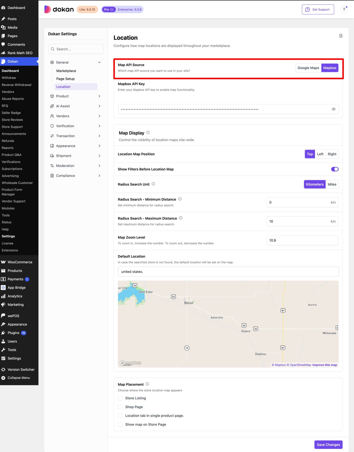 This is a screenshot of mapbox settings